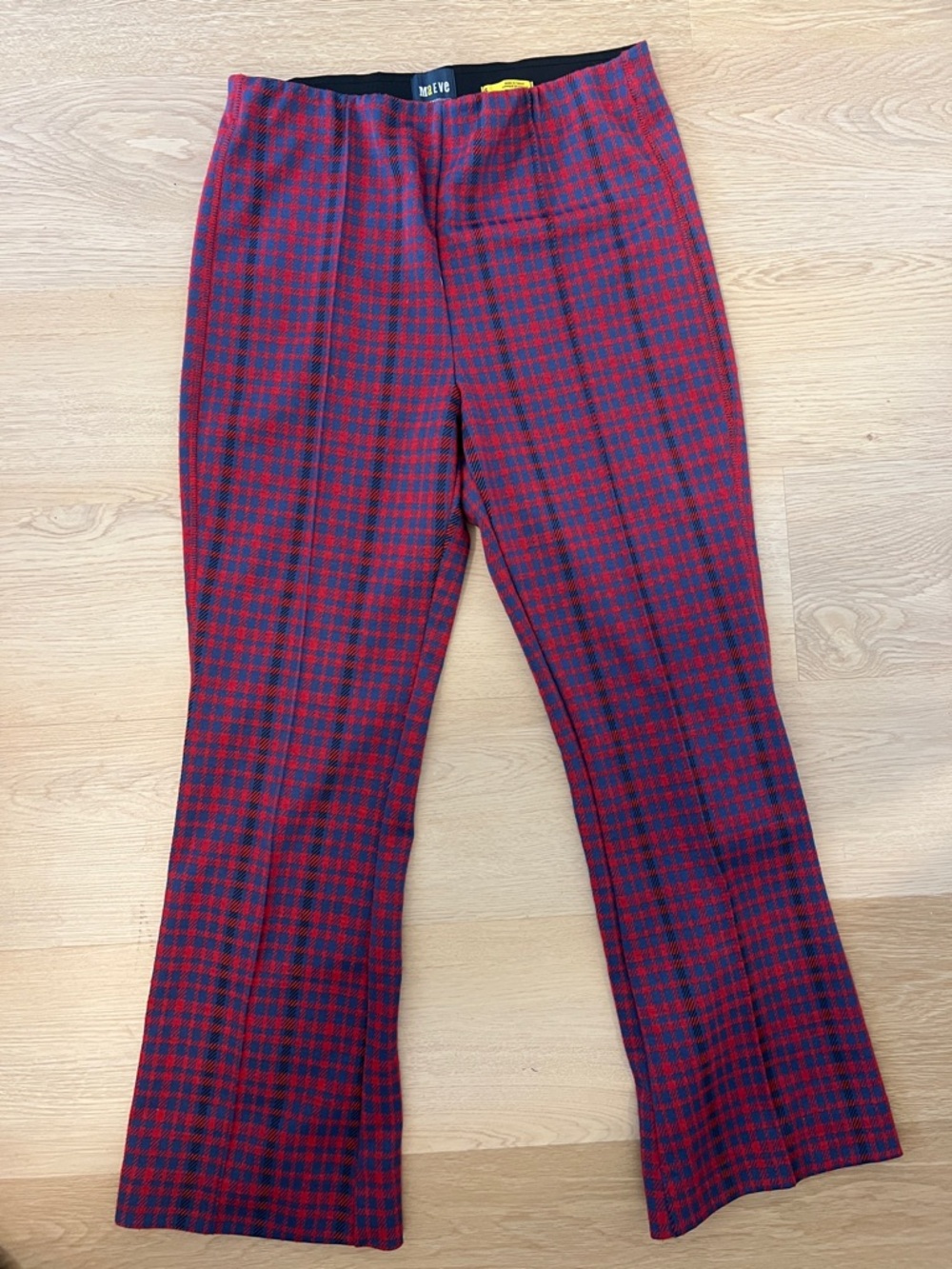 Anthropologie Margot Kick Flare Cropped Pants by Maeve and Navy Plaid